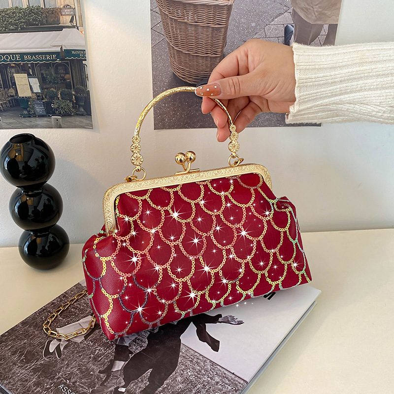 Sequin Chain Top-Handle Crossbody Bag view 4