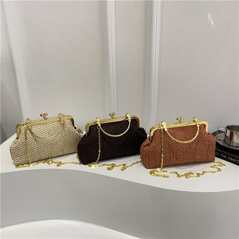 Woven Shell Top-Handle Crossbody Bag