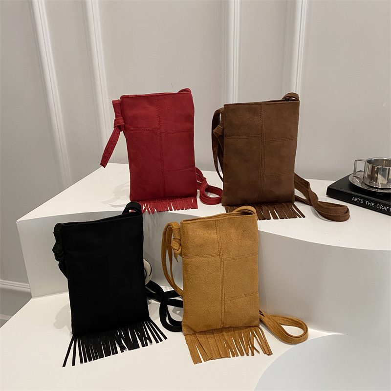 Tassel Vertical Crossbody Shoulder Bag