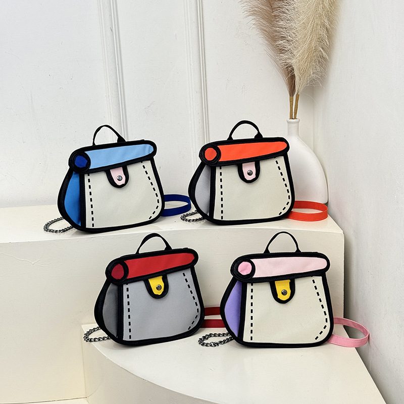 Canvas Chain Crossbody Top-Handle Bag