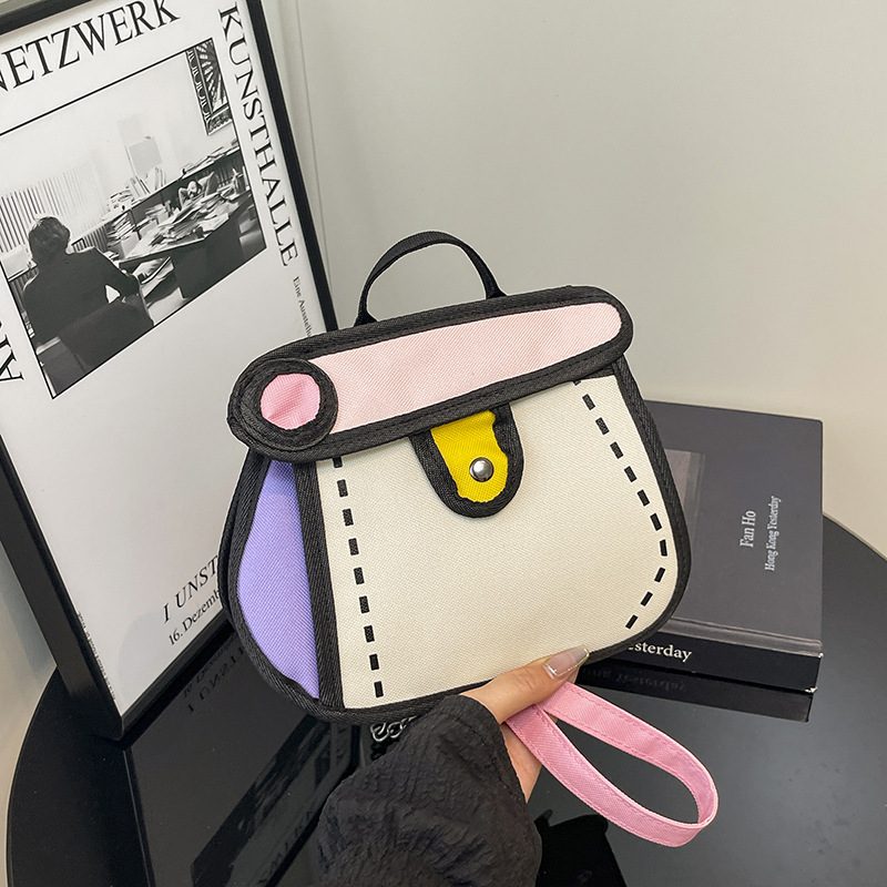 Canvas Chain Crossbody Top-Handle Bag view 3