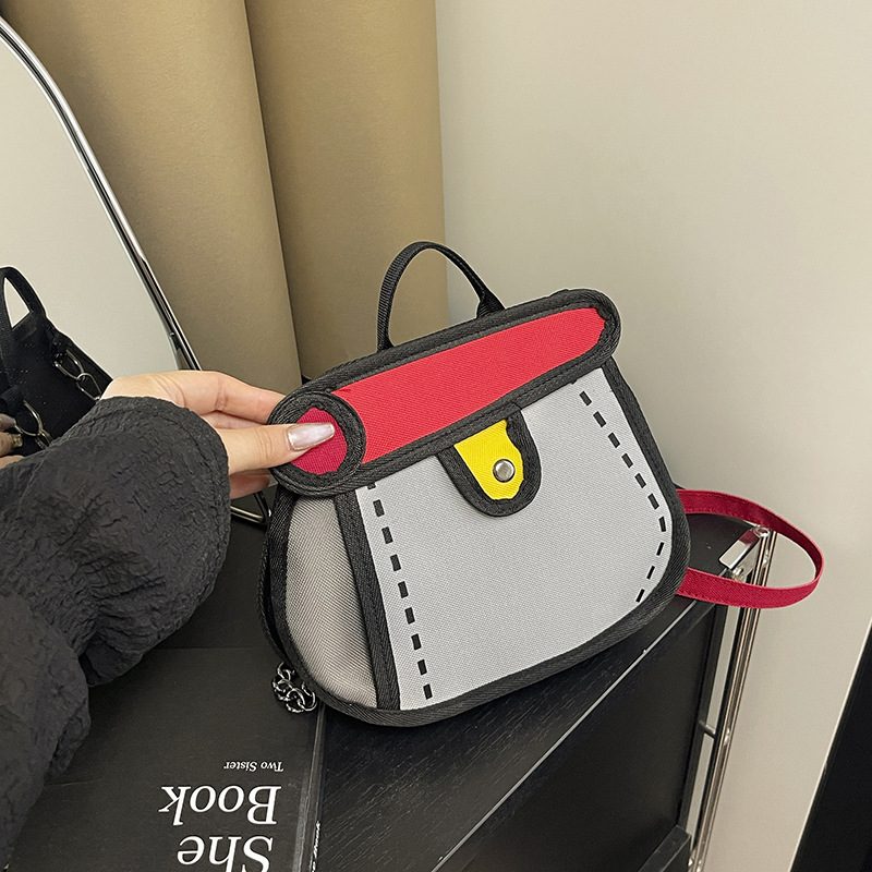 Canvas Chain Crossbody Top-Handle Bag view 4
