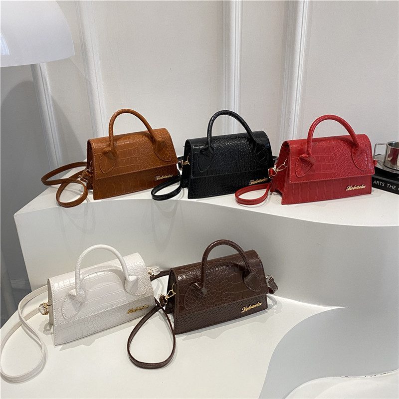 Solid Color Top-Handle Square Crossbody Bag
