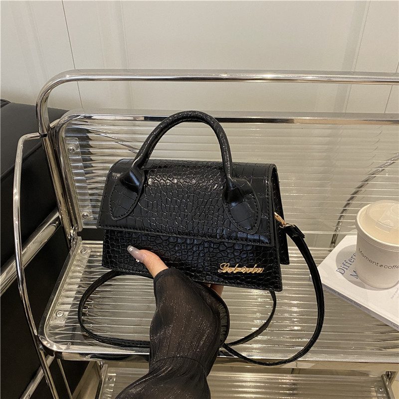 Solid Color Top-Handle Square Crossbody Bag view 2
