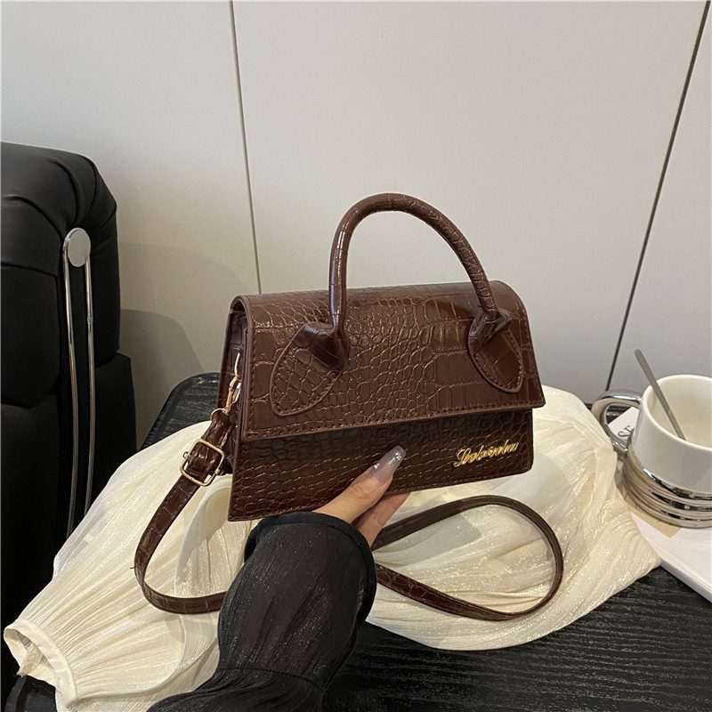 Solid Color Top-Handle Square Crossbody Bag view 4
