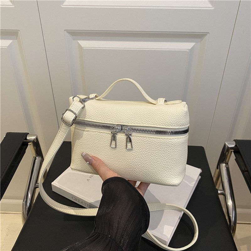Litchi Grain Boxy Top-Handle Crossbody Bag view 4