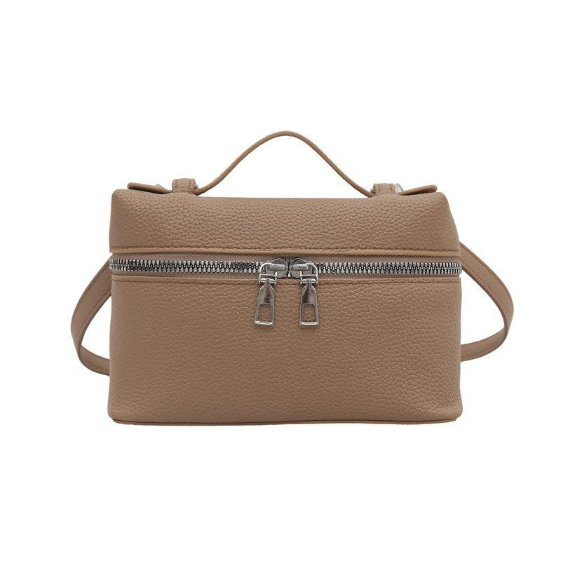 Litchi Grain Boxy Top-Handle Crossbody Bag view 5