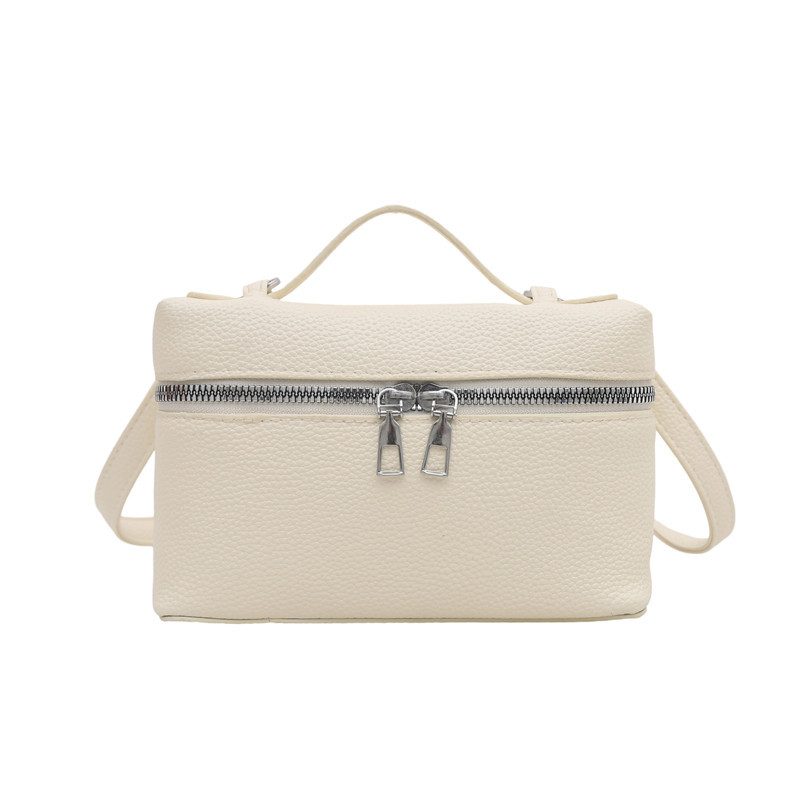 Litchi Grain Boxy Top-Handle Crossbody Bag view 7