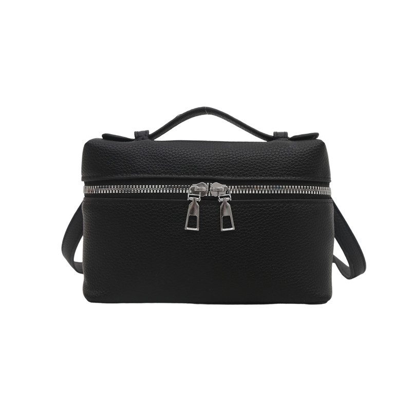 Litchi Grain Boxy Top-Handle Crossbody Bag view 8