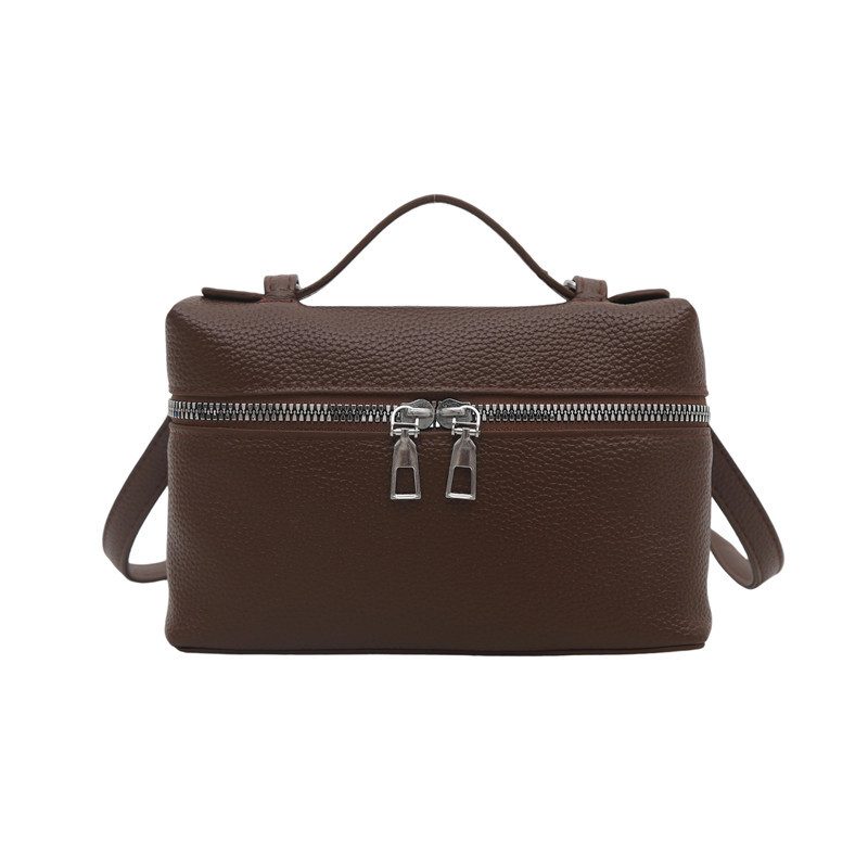 Litchi Grain Boxy Top-Handle Crossbody Bag view 9