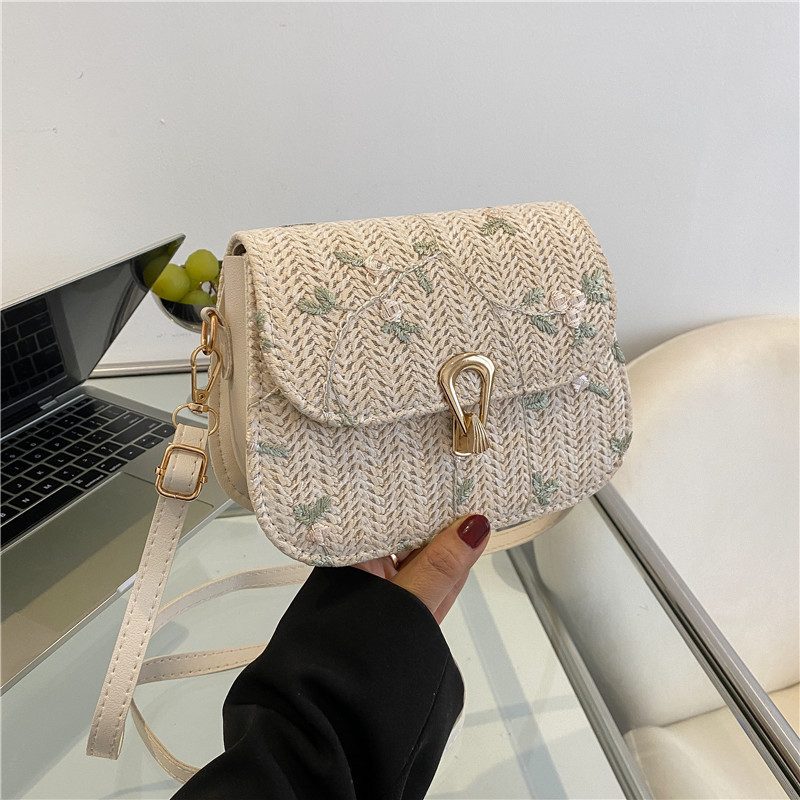 Woven Straw Lace Flower Crossbody Bag view 2
