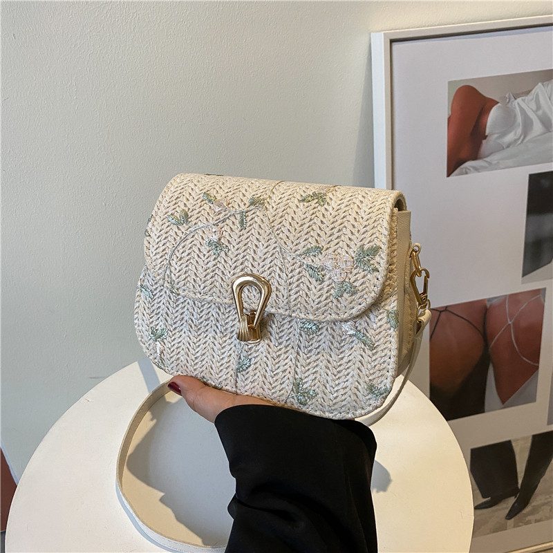 Woven Straw Lace Flower Crossbody Bag view 4