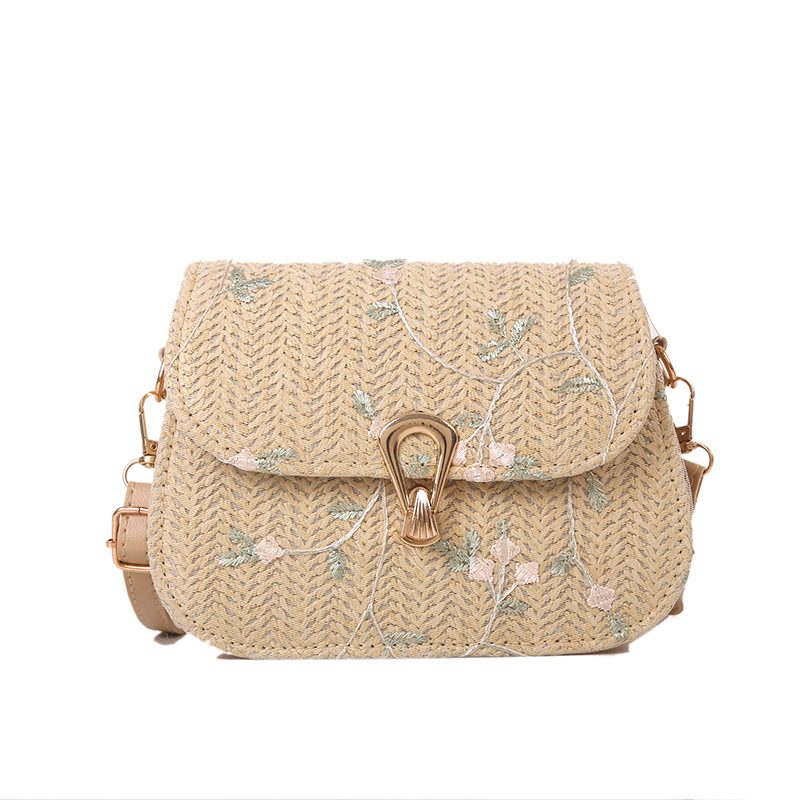 Woven Straw Lace Flower Crossbody Bag view 6