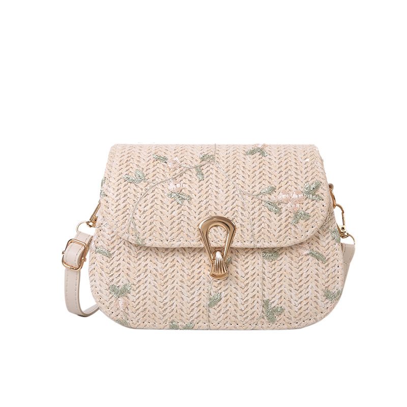 Woven Straw Lace Flower Crossbody Bag view 7