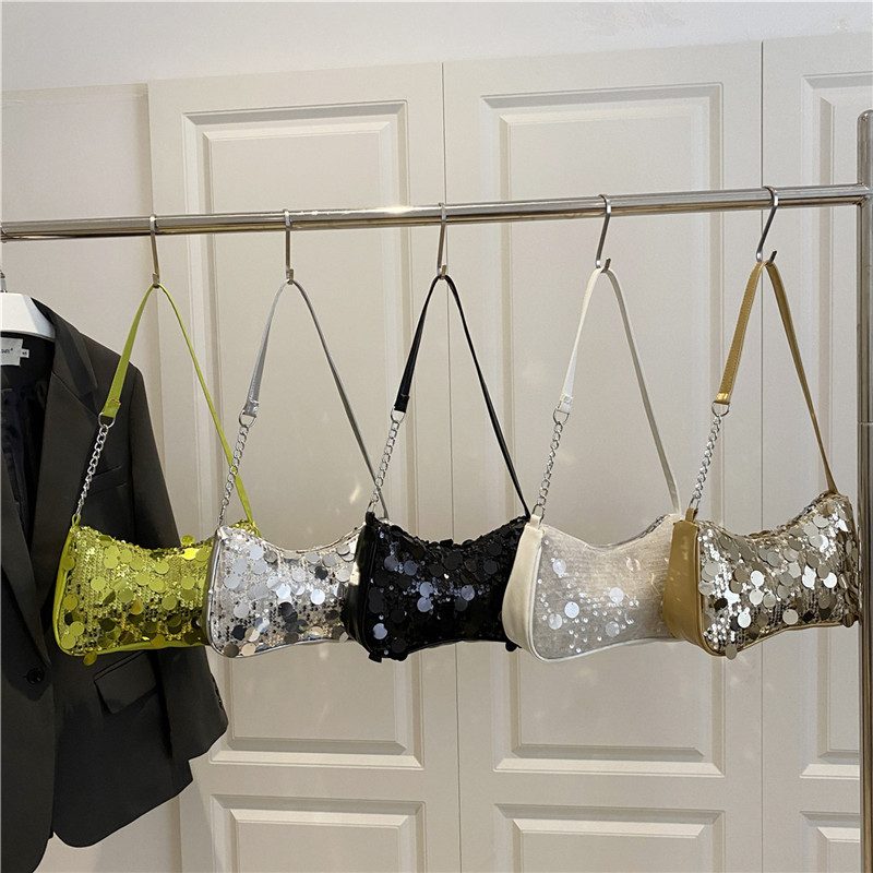 Sequin Chain Small Square Crossbody Bag
