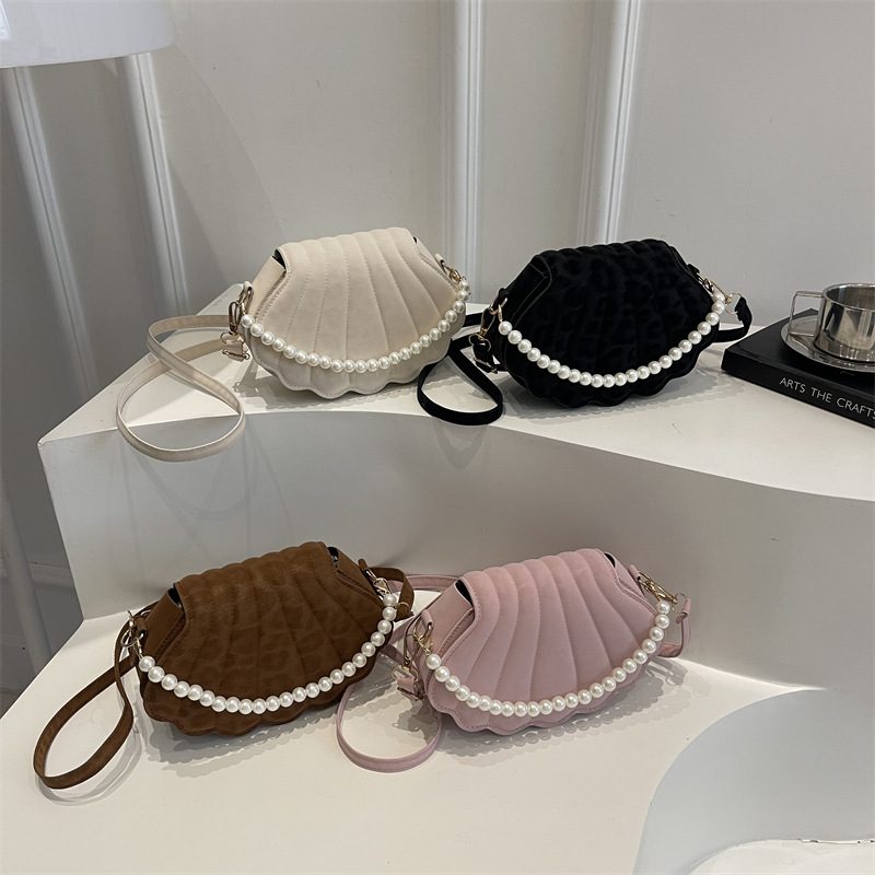 Pearl Chain Mini Shell Crossbody Bag