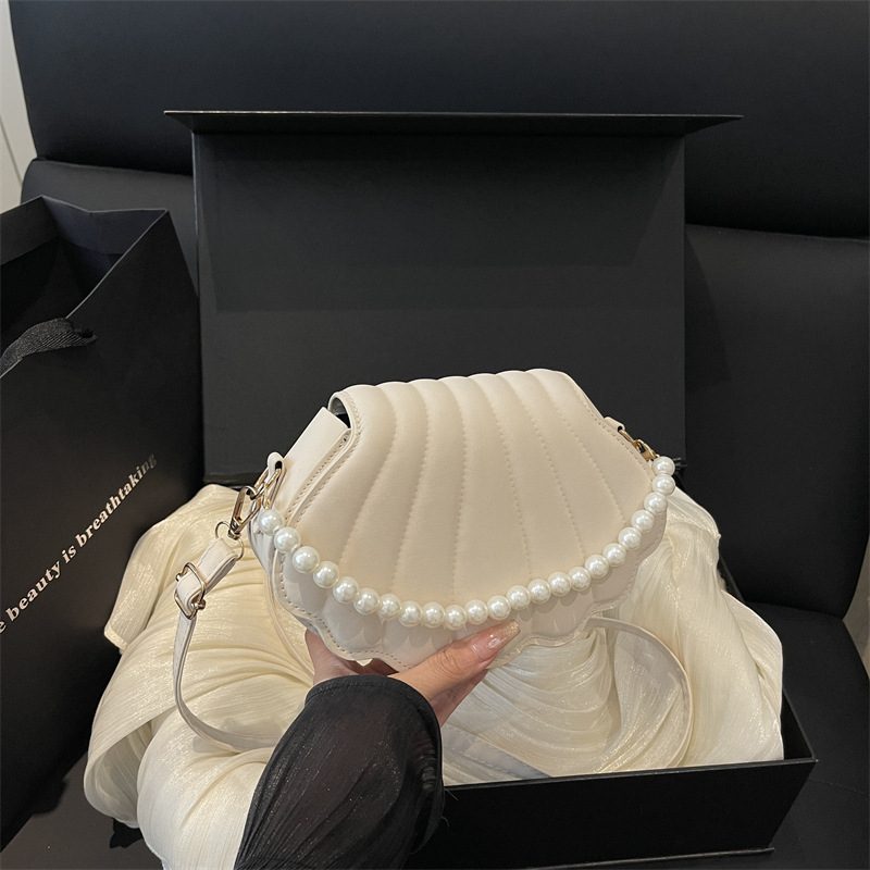 Pearl Chain Mini Shell Crossbody Bag view 2