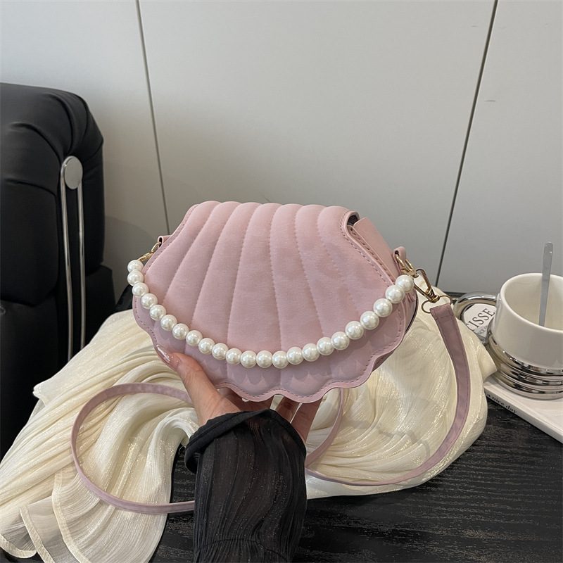 Pearl Chain Mini Shell Crossbody Bag view 3
