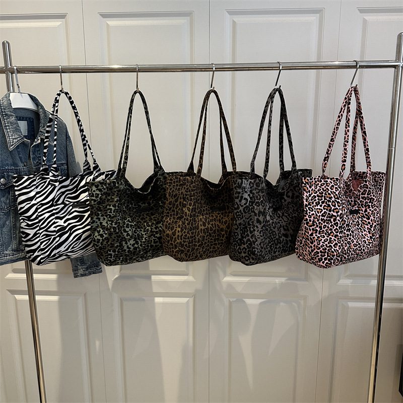Leopard Print Canvas Crossbody Shoulder Bag