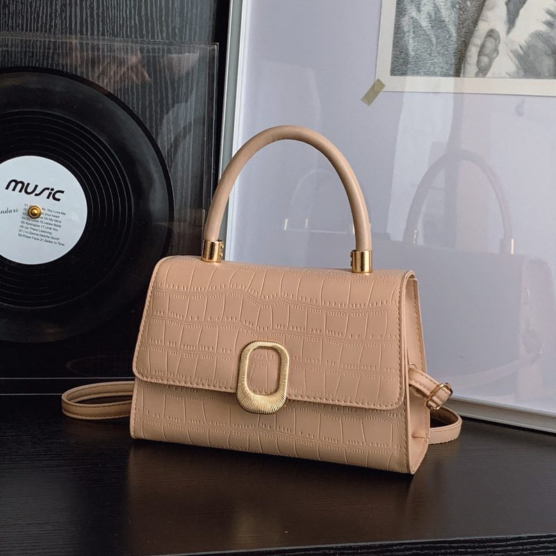 Crocodile-Texture Top-Handle Crossbody Kelly Bag view 2