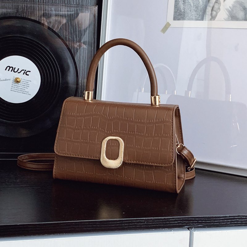 Crocodile-Texture Top-Handle Crossbody Kelly Bag view 4