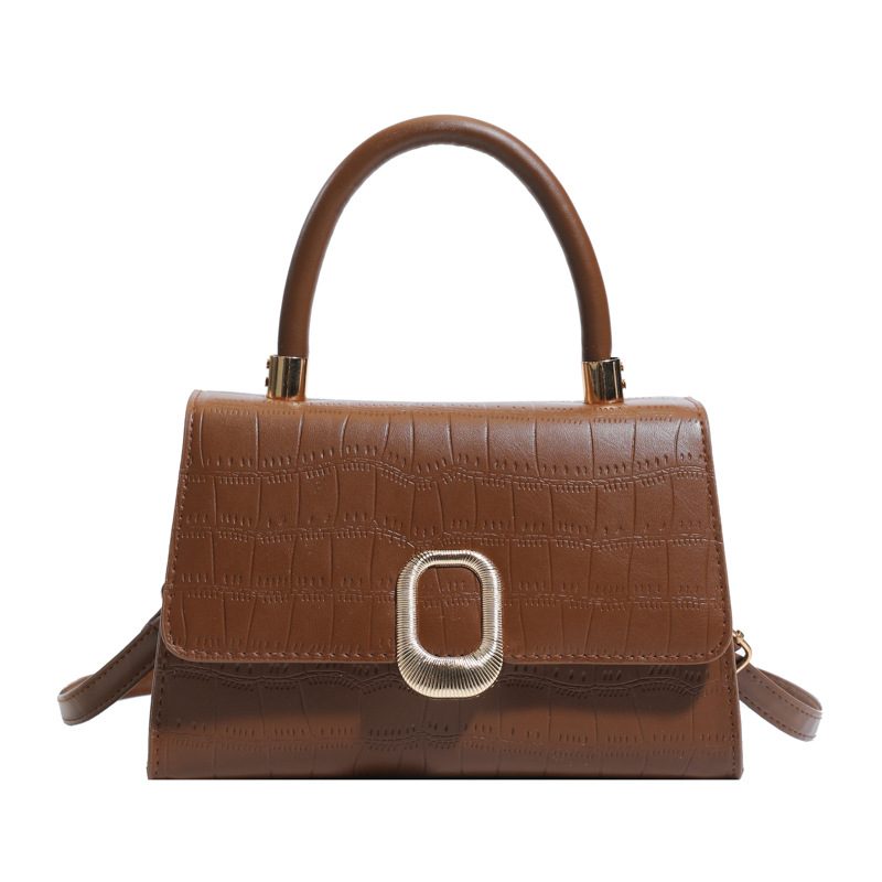 Crocodile-Texture Top-Handle Crossbody Kelly Bag view 7