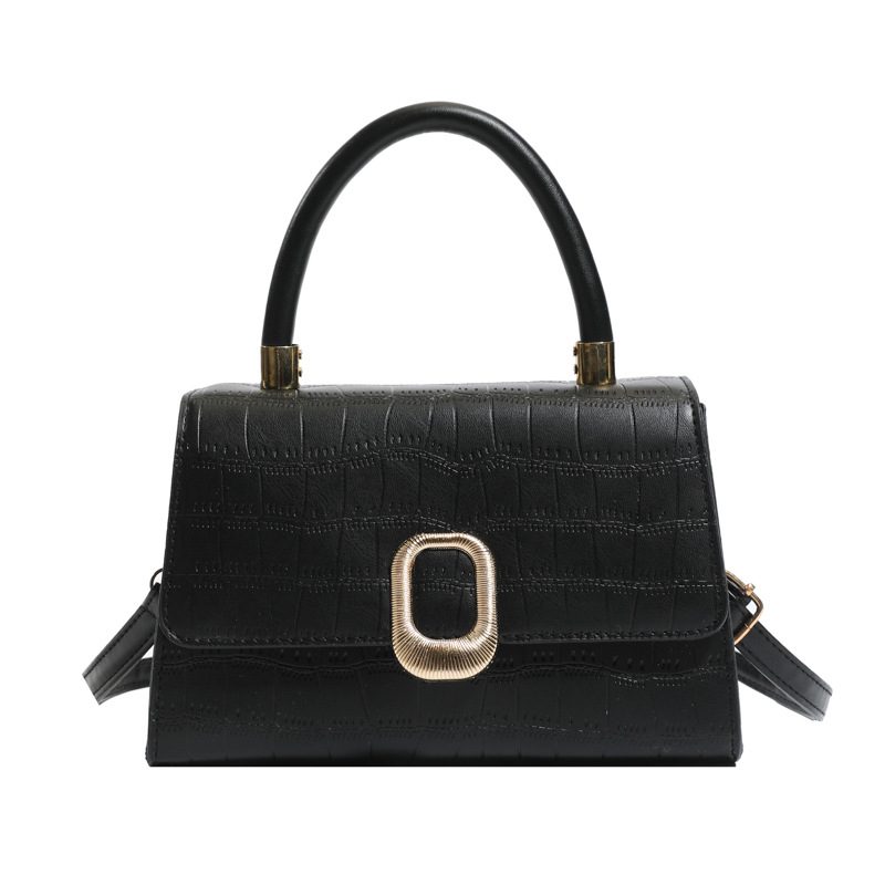 Crocodile-Texture Top-Handle Crossbody Kelly Bag view 9