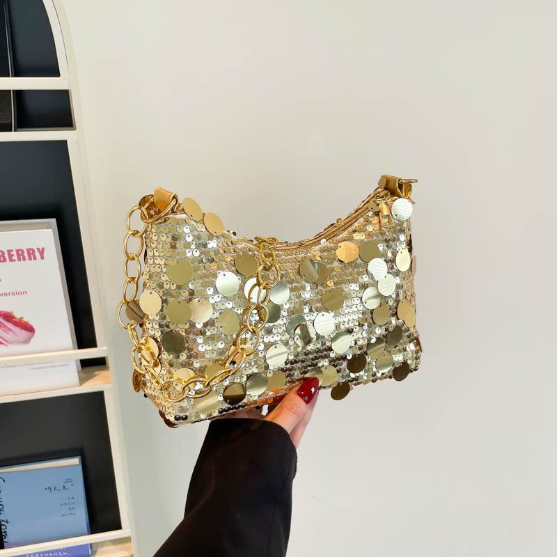Sequin Crescent Chain Crossbody Dumpling Bag view 3