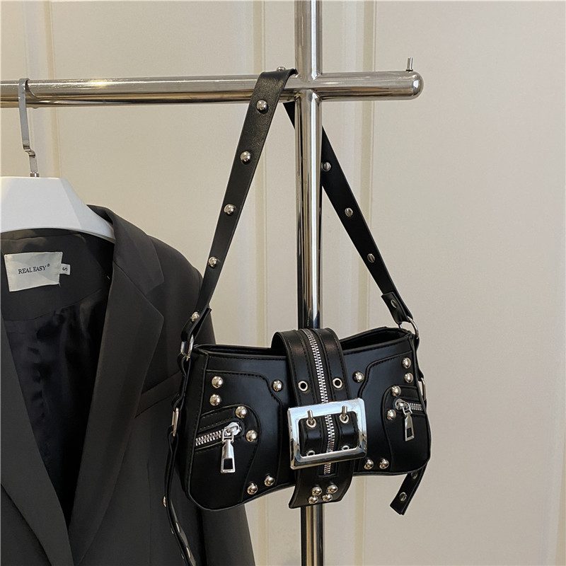 Studded Leopard Print Moto Crossbody Shoulder Bag view 2