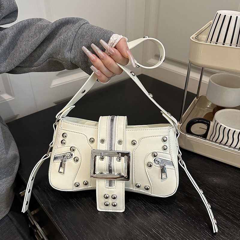 Studded Leopard Print Moto Crossbody Shoulder Bag view 3