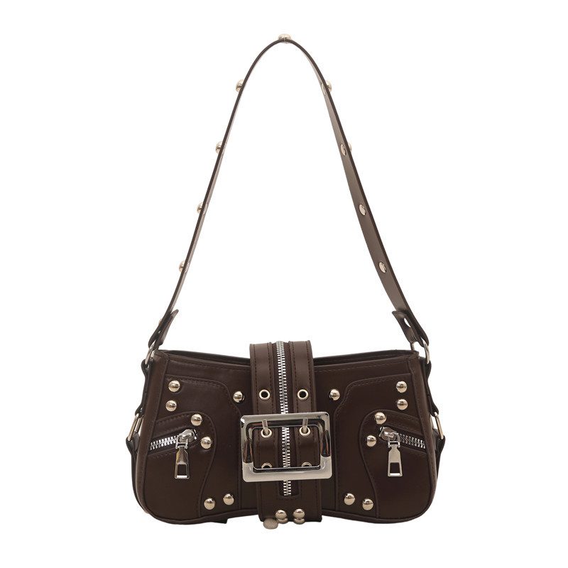 Studded Leopard Print Moto Crossbody Shoulder Bag view 5