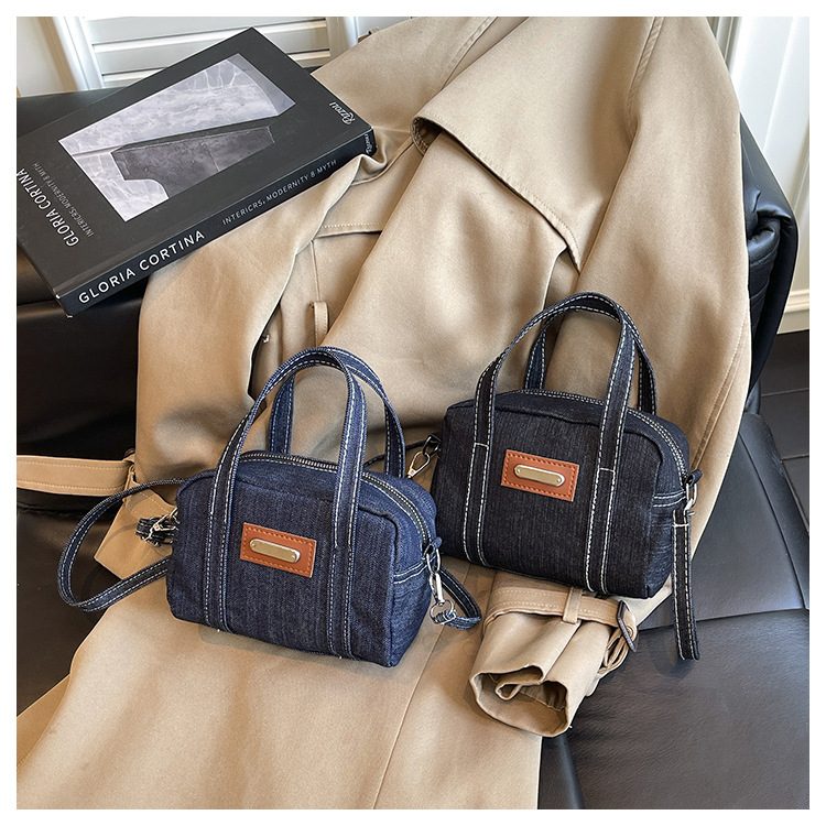 Washed Denim Pillow Crossbody Bag