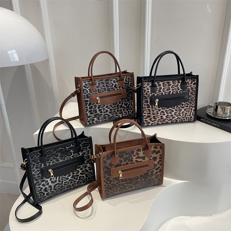 Leopard Print Mini Square Top-Handle Bag