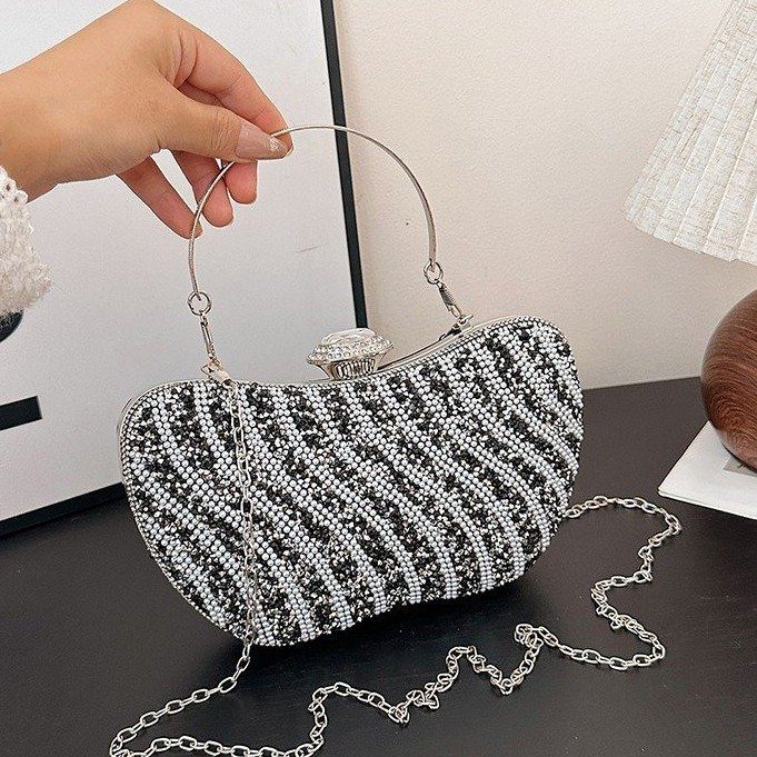 Rhinestone Gemstone Chain Crossbody Square Bag view 2