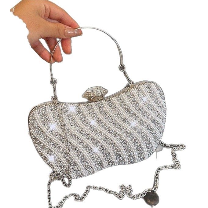 Rhinestone Gemstone Chain Crossbody Square Bag view 5