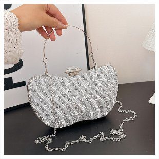 Rhinestone Gemstone Chain Crossbody Square Bag view 9