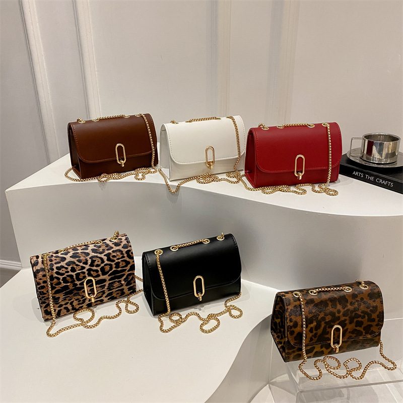 Leopard Chain Crossbody Square Bag