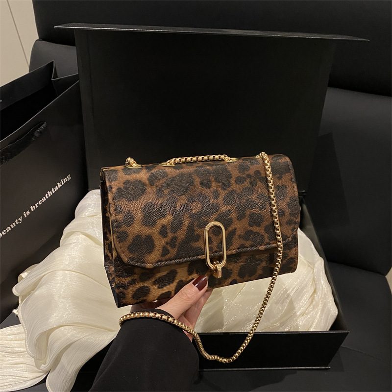 Leopard Chain Crossbody Square Bag view 3