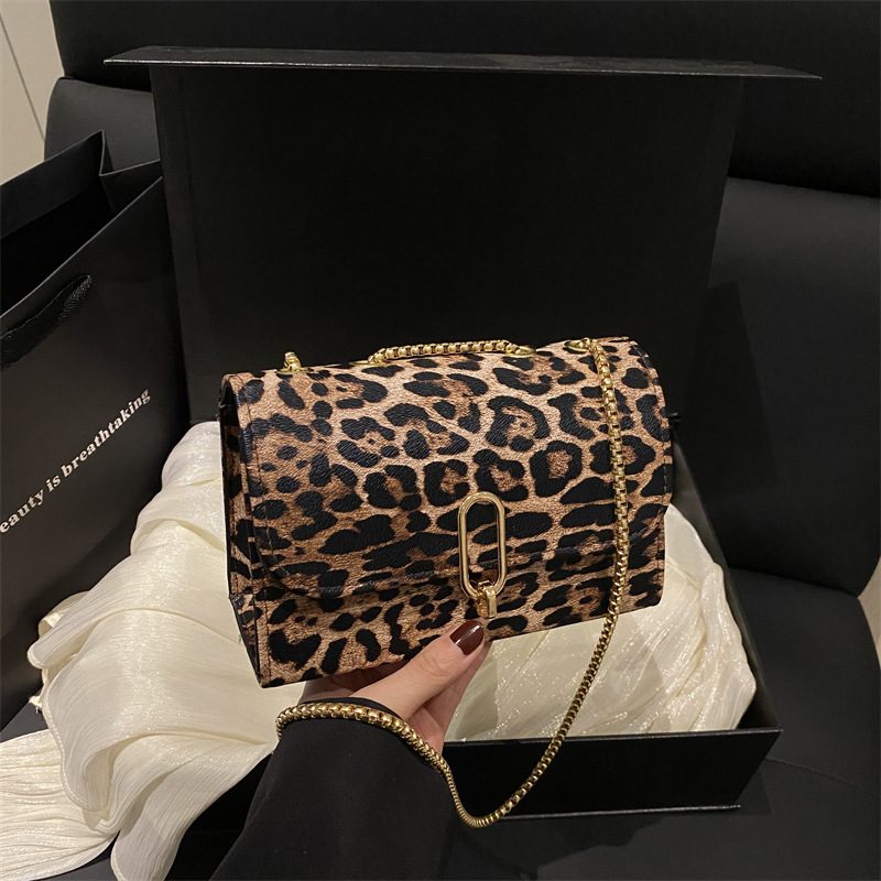 Leopard Chain Crossbody Square Bag view 4