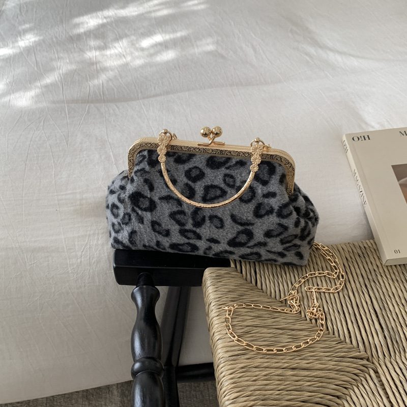 Leopard Chain Crossbody Top-Handle Bag view 2