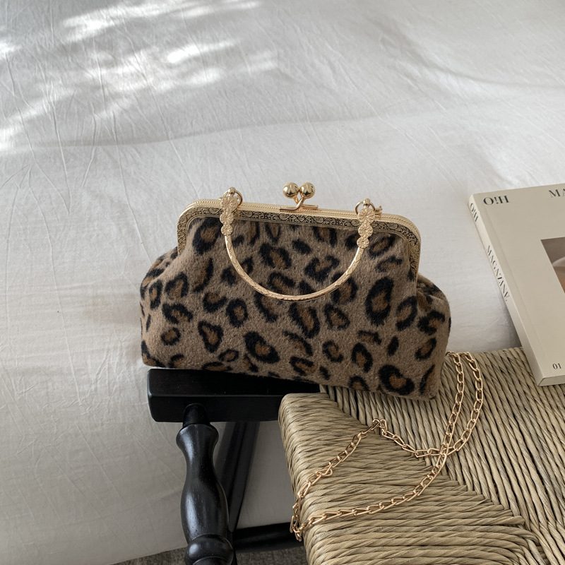 Leopard Chain Crossbody Top-Handle Bag view 3