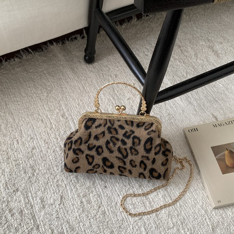 Leopard Chain Crossbody Top-Handle Bag view 4
