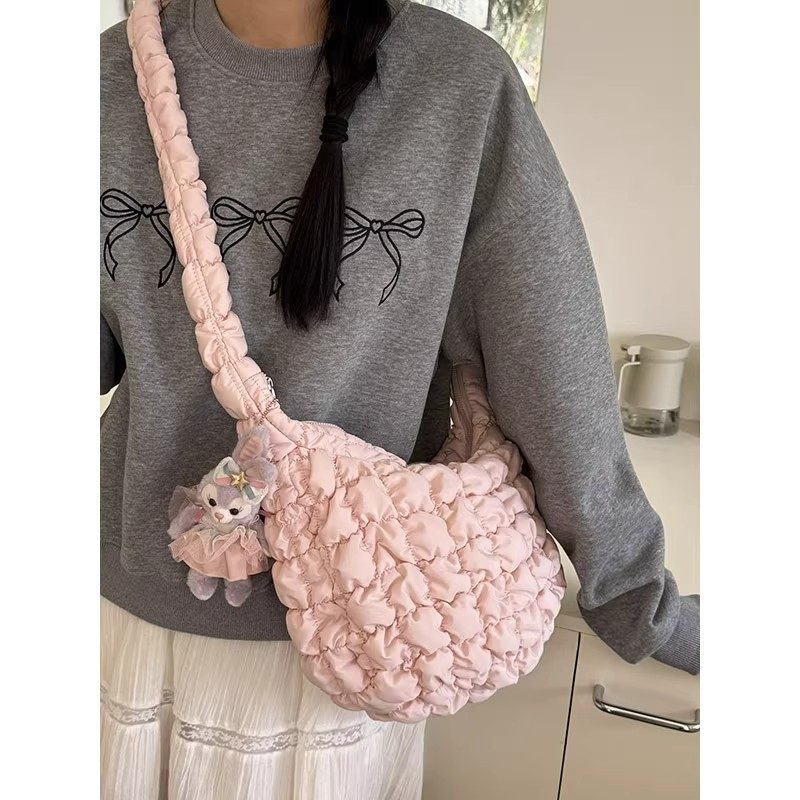 Pleated Cloud Soft Leather Crossbody Bag