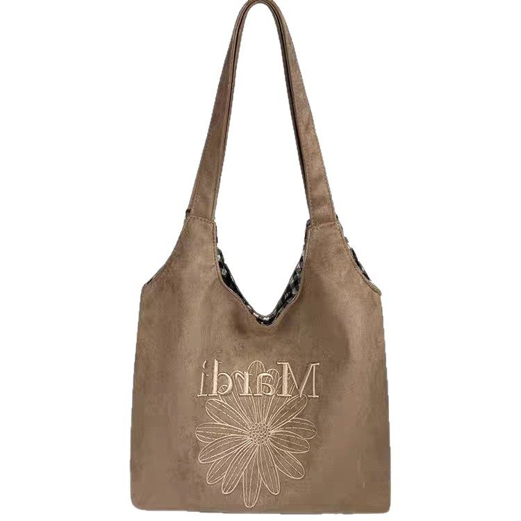 Embroidered Suede Tote Crossbody Bag view 5