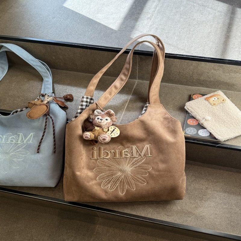 Embroidered Suede Tote Crossbody Bag view 6