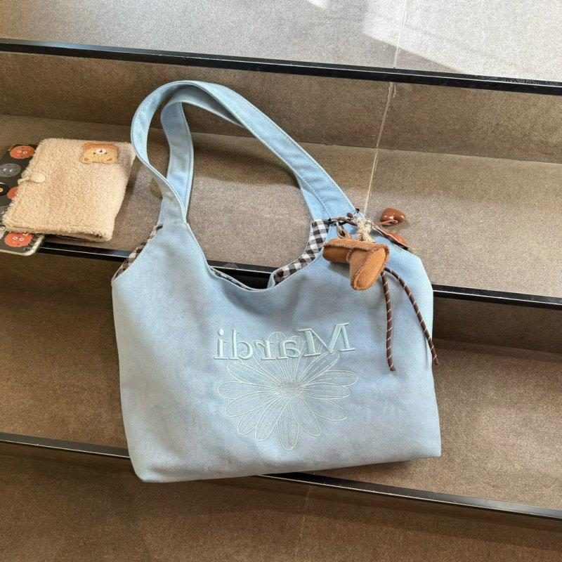Embroidered Suede Tote Crossbody Bag view 7