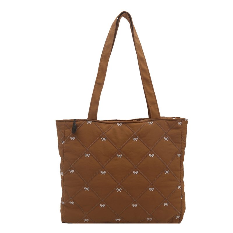 Quilted Bow Design Shoulder Tote Bag view 5