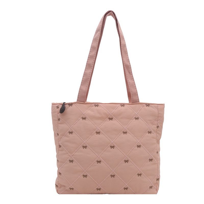 Quilted Bow Design Shoulder Tote Bag view 6