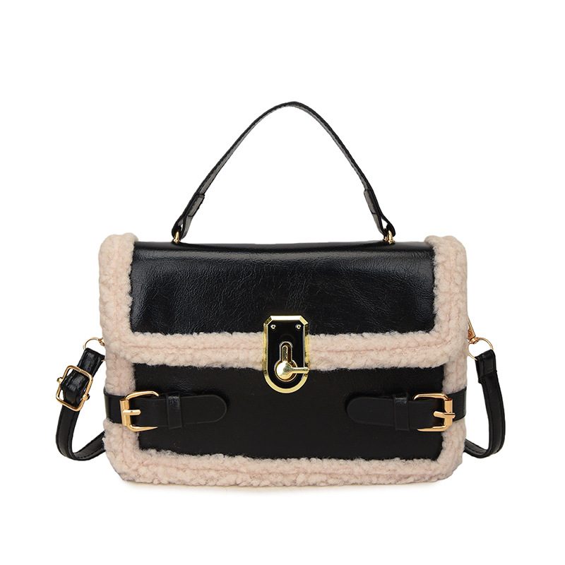 Quilted Lock Spliced Crossbody Top-Handle Bag view 5