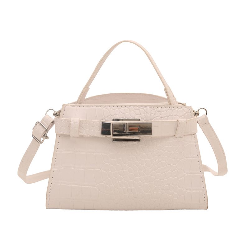Solid Color Lock Small Square Top-Handle Shoulder Bag view 7